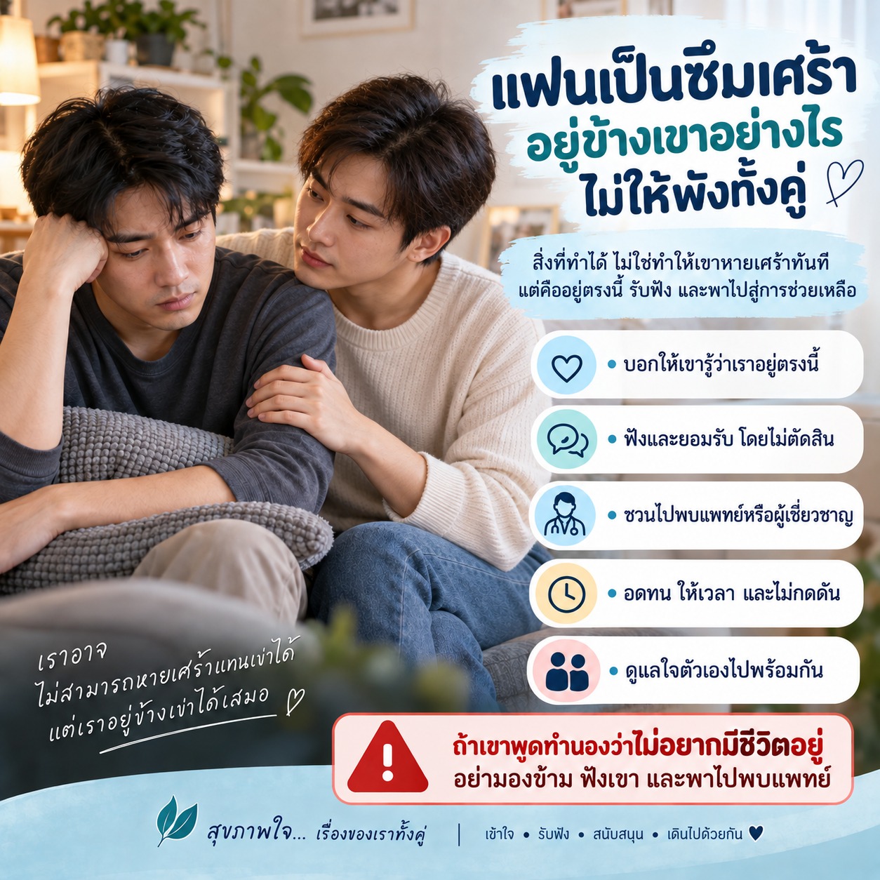 แฟนเป็นซึมเศร้า อยู่ข้างเขาอย่างไรไม่ให้พังทั้งคู่